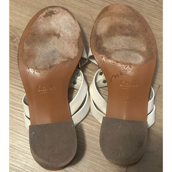 Chloé Women's Rony Ivory Crisscross Block Heel Sandals Italy - 39EU / 8.5US - Picture 5 of 6